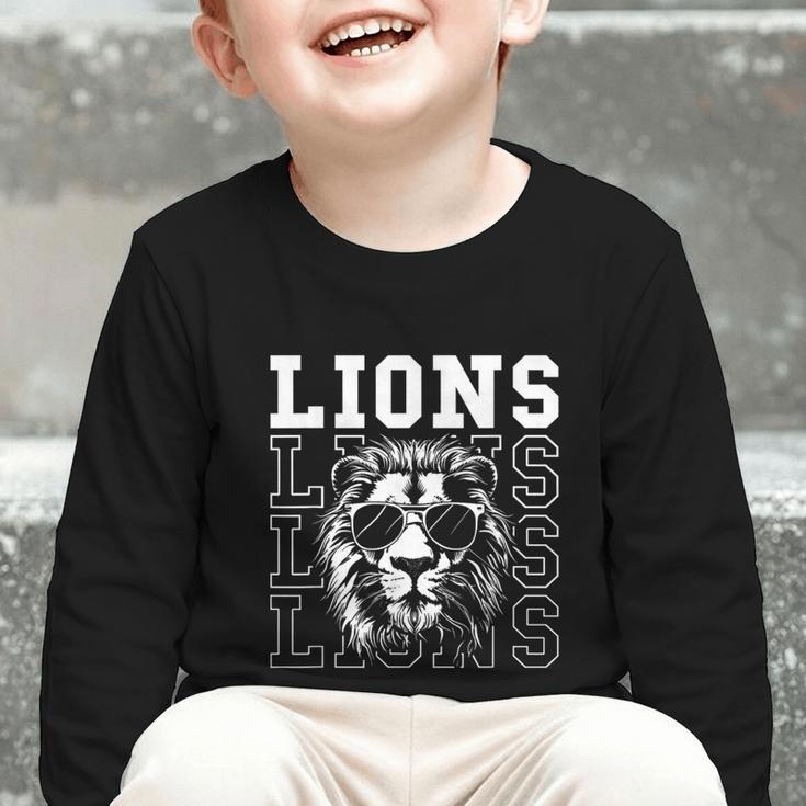 Vintage Lions School Spirit Fan Team Back To School Graphic Toddler Long Sleeve Tee