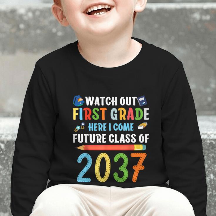 Watch Out First Grade Here I Come Shirts Back To School Graphic Toddler Long Sleeve Tee