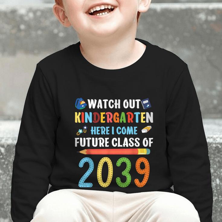 Watch Out Kindergarten Here I Come Shirts Back To School Graphic Toddler Long Sleeve Tee Watch Out Kindergarten Here I Come Shirts Back To School Graphic Toddler Long Sleeve Tee