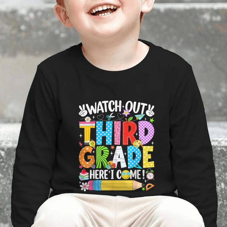 Watch Out Third Grade Here I Come Back To School Girls Kids Graphic Toddler Long Sleeve Tee Watch Out Third Grade Here I Come Back To School Girls Kids Graphic Toddler Long Sleeve Tee