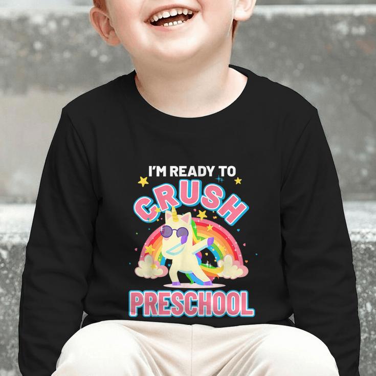 Welcome Back To School Unicorn Crushing Preschool Graphic Toddler Long Sleeve Tee Welcome Back To School Unicorn Crushing Preschool Graphic Toddler Long Sleeve Tee