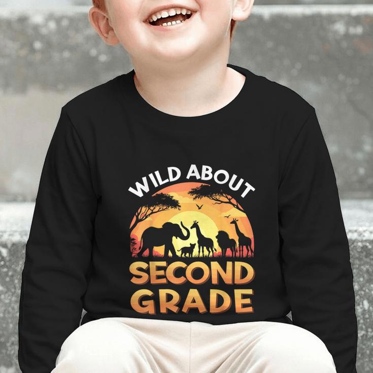 Wild About Second Grade Zoo Animals Back To School Safari Graphic Toddler Long Sleeve Tee