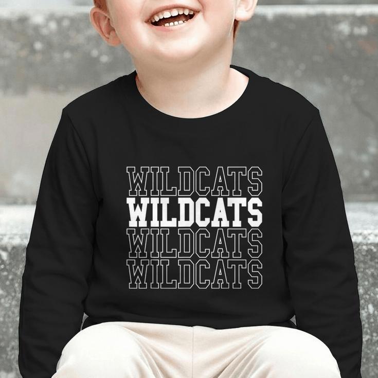 Wildcats School Spirit Team Back To School Graphic Toddler Long Sleeve Tee
