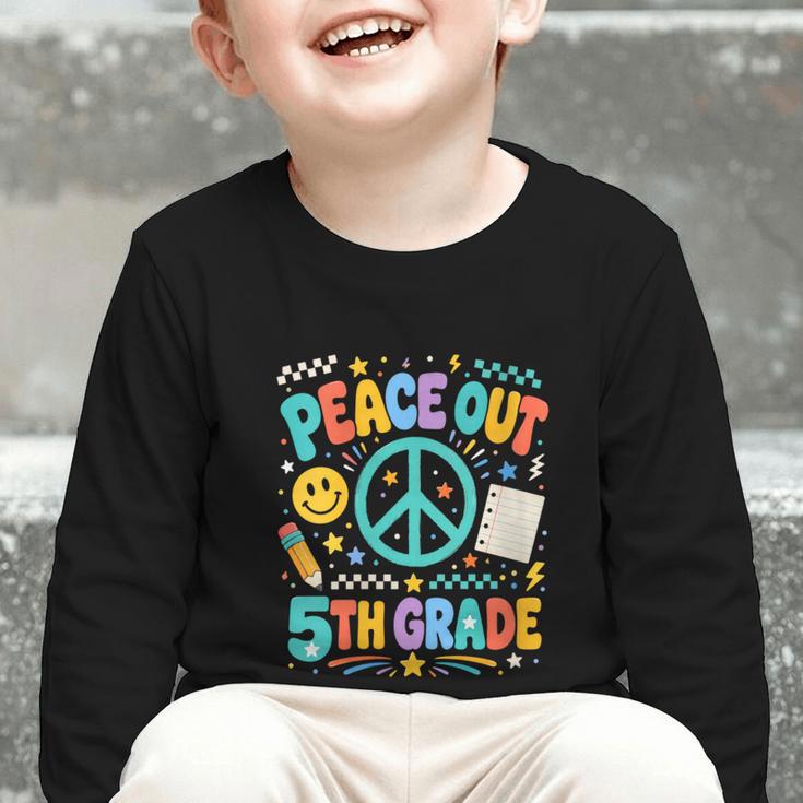 Women's Peace Out 5th Grade Retro Back To School Students Graphic Toddler Long Sleeve Tee Women's Peace Out 5th Grade Retro Back To School Students Graphic Toddler Long Sleeve Tee