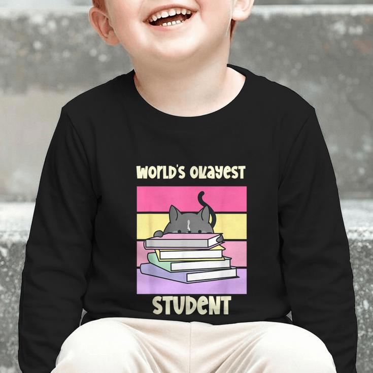 World's Okayest Student Fun Back To School & New Term Graphic Toddler Long Sleeve Tee World's Okayest Student Fun Back To School & New Term Graphic Toddler Long Sleeve Tee