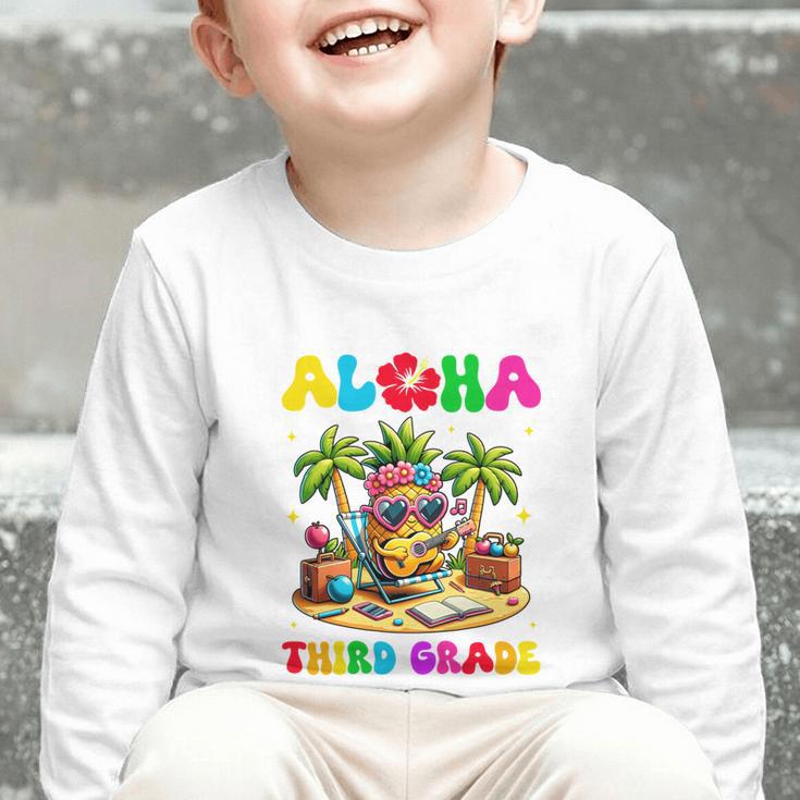 Aloha Third Grade Pineapple Hawaii Back To School Kids Girl Performance Graphic Toddler Long Sleeve Tee Aloha Third Grade Pineapple Hawaii Back To School Kids Girl Performance Graphic Toddler Long Sleeve Tee
