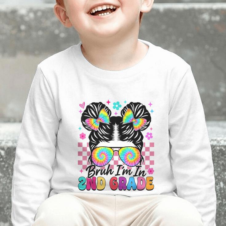 Back To School Bruh I'm In 2nd Grade Cute Girls Messy Bun Graphic Toddler Long Sleeve Tee Back To School Bruh I'm In 2nd Grade Cute Girls Messy Bun Graphic Toddler Long Sleeve Tee