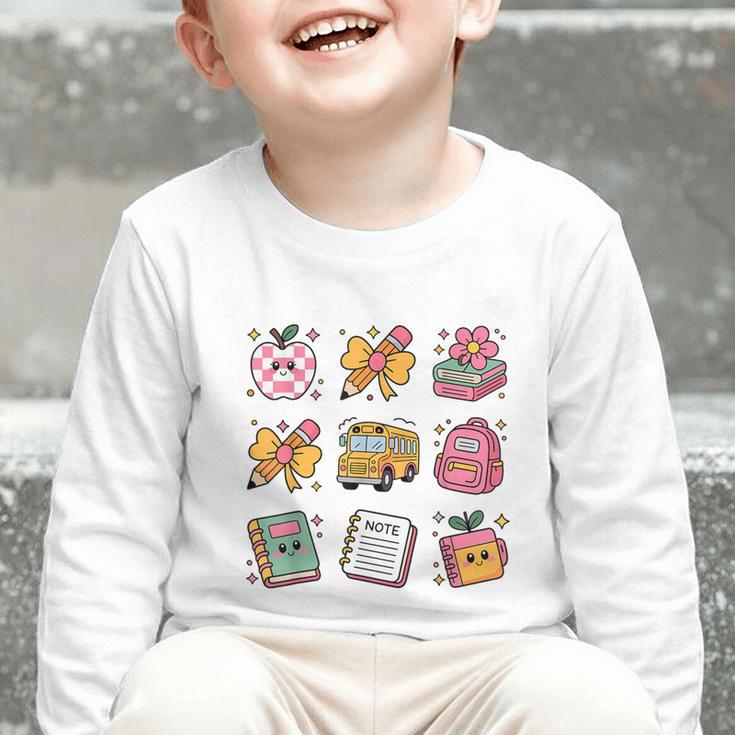 Back To School Coquette Bow First Day Of School Toddler Girl Graphic Toddler Long Sleeve Tee Back To School Coquette Bow First Day Of School Toddler Girl Graphic Toddler Long Sleeve Tee