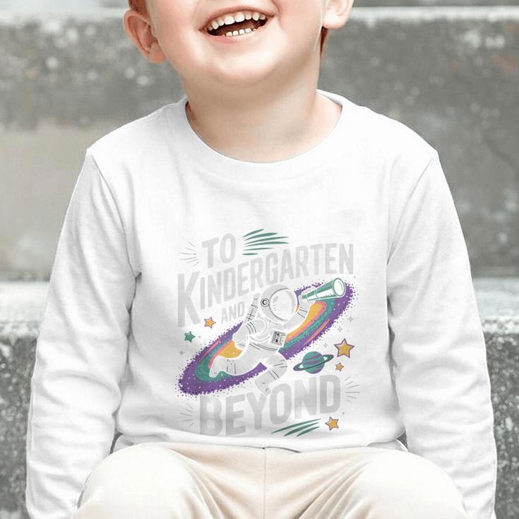 Back To School To Kindergarten And Beyond Astronaut In Space Premium Tri-Blend Graphic Toddler Long Sleeve Tee
