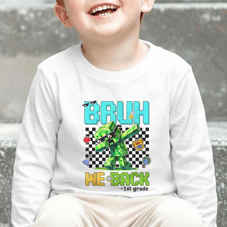 Bruh We Back 1st Grade Back To School Gamer Dabbing Boy Kids Graphic Toddler Long Sleeve Tee Bruh We Back 1st Grade Back To School Gamer Dabbing Boy Kids Graphic Toddler Long Sleeve Tee