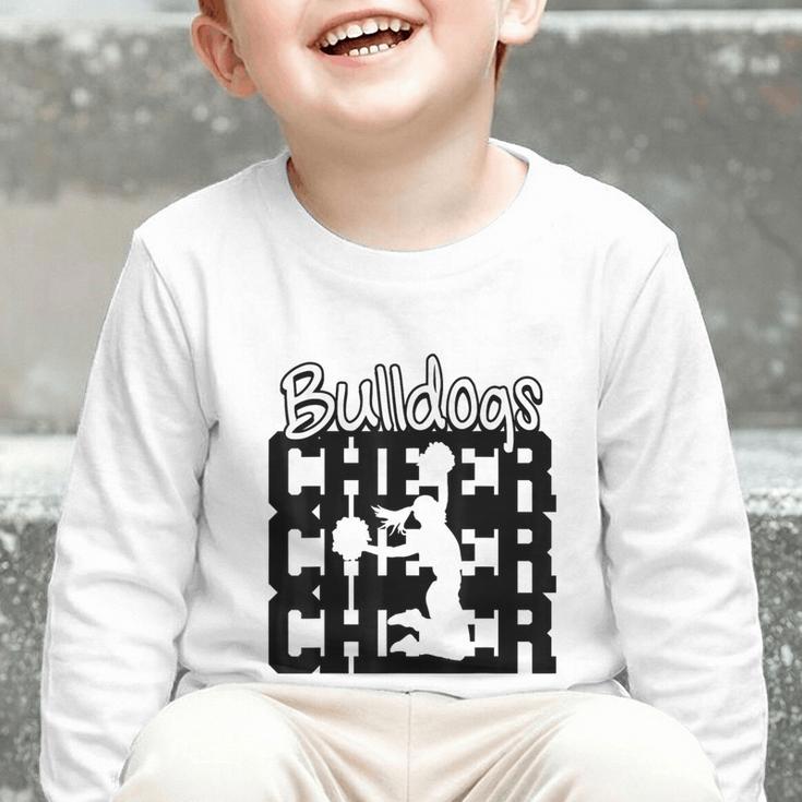 Bulldogs Cheer Back To School Cheerleading Spirit Graphic Toddler Long Sleeve Tee Bulldogs Cheer Back To School Cheerleading Spirit Graphic Toddler Long Sleeve Tee