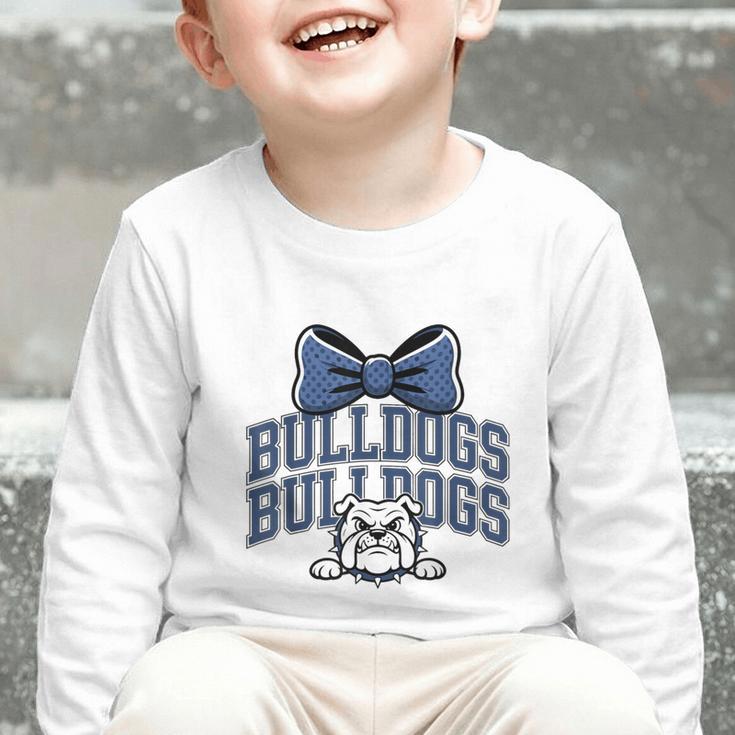 Bulldogs Mascot Team Spirit Sports Fan Back To School Graphic Toddler Long Sleeve Tee Bulldogs Mascot Team Spirit Sports Fan Back To School Graphic Toddler Long Sleeve Tee