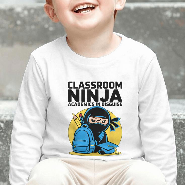 Classroom Ninja Academics In Disguise Back To School Student Graphic Toddler Long Sleeve Tee