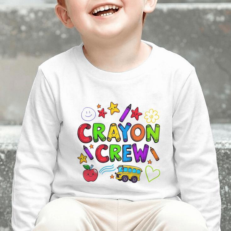 Crayon Crew Cute Back To School Graphic Toddler Long Sleeve Tee Crayon Crew Cute Back To School Graphic Toddler Long Sleeve Tee