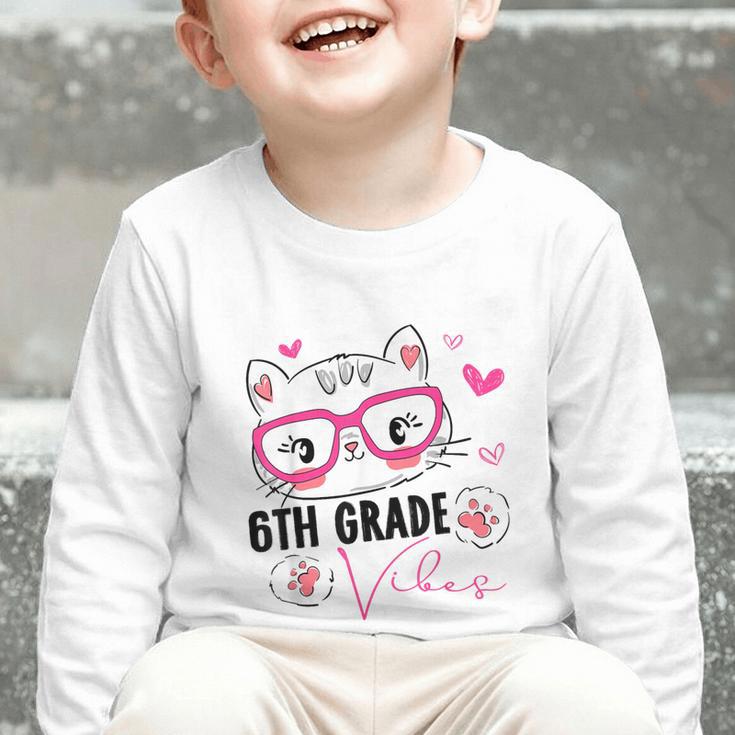 Cute 6th Grade Vibes Cat Kitten Lover Back To School Girls Graphic Toddler Long Sleeve Tee Cute 6th Grade Vibes Cat Kitten Lover Back To School Girls Graphic Toddler Long Sleeve Tee