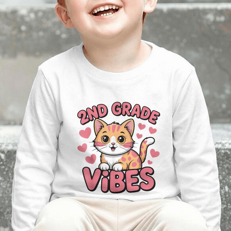 Cute Cat 2nd Grade Vibes Back To School Second Grade Girls Graphic Toddler Long Sleeve Tee Cute Cat 2nd Grade Vibes Back To School Second Grade Girls Graphic Toddler Long Sleeve Tee