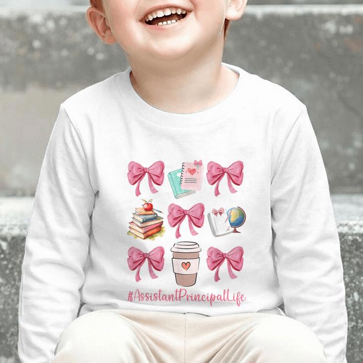 Cute Coquette Bows Assistant Principal Life Back To School Graphic Toddler Long Sleeve Tee Cute Coquette Bows Assistant Principal Life Back To School Graphic Toddler Long Sleeve Tee