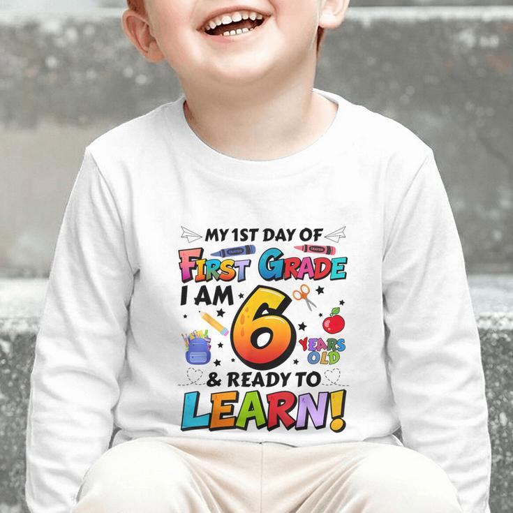 First 1st Grade First Day Of School Back To School Kids Graphic Toddler Long Sleeve Tee First 1st Grade First Day Of School Back To School Kids Graphic Toddler Long Sleeve Tee