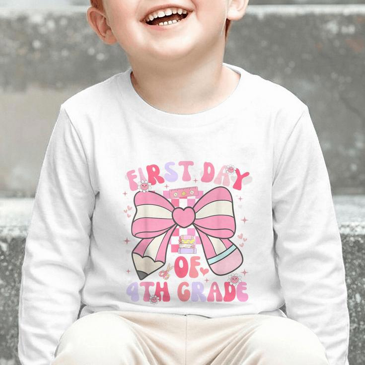 First Day Of 4th Grade Coquette Back To School Girls Kids Graphic Toddler Long Sleeve Tee First Day Of 4th Grade Coquette Back To School Girls Kids Graphic Toddler Long Sleeve Tee