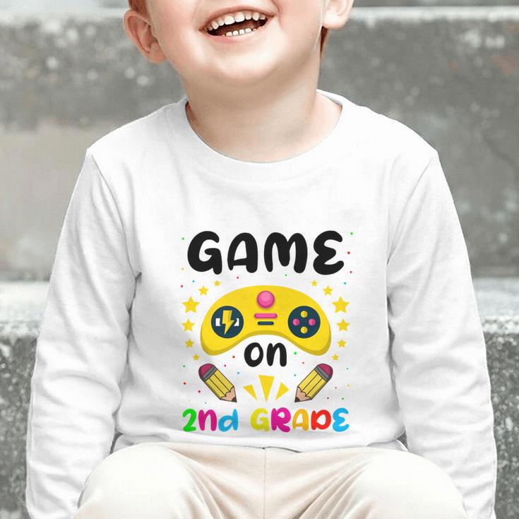 Game On 2nd Grade Cute Video Gamer Back To School 2026 Kids Graphic Toddler Long Sleeve Tee Game On 2nd Grade Cute Video Gamer Back To School 2026 Kids Graphic Toddler Long Sleeve Tee