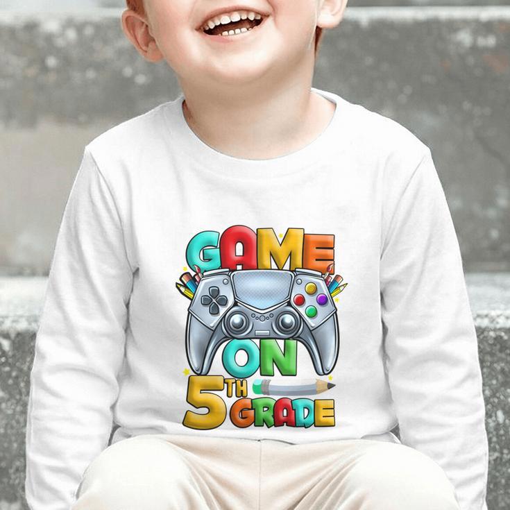 Game On 5th Grade Back To School 5th Grade Level Unlocked Performance Graphic Toddler Long Sleeve Tee Game On 5th Grade Back To School 5th Grade Level Unlocked Performance Graphic Toddler Long Sleeve Tee