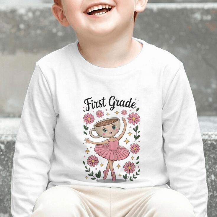 Girls Back To School Cappuccina Italian Brainrot First Grade Graphic Toddler Long Sleeve Tee Girls Back To School Cappuccina Italian Brainrot First Grade Graphic Toddler Long Sleeve Tee