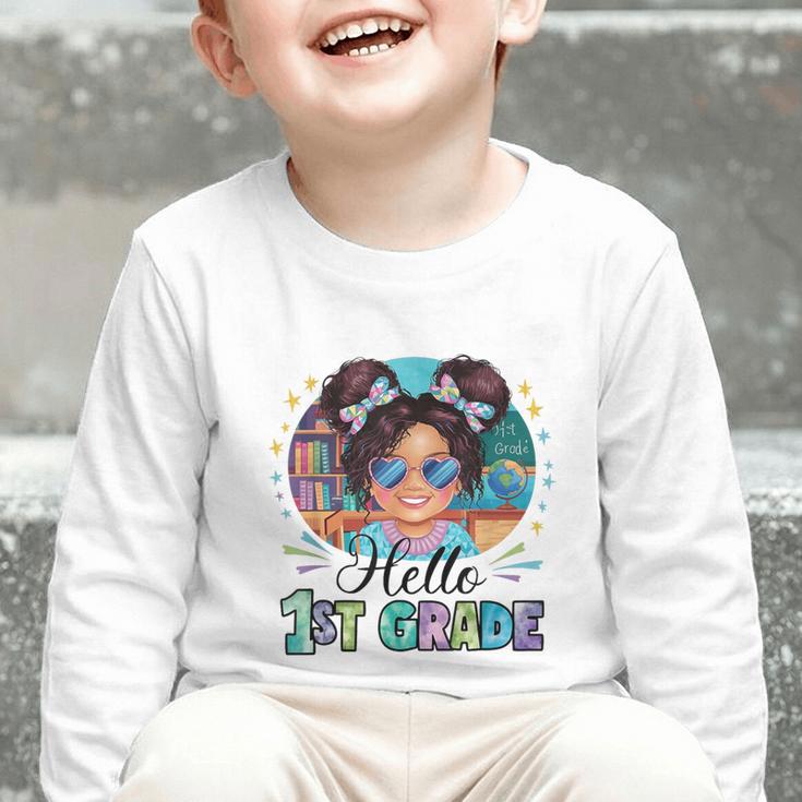 Hello 1st Grade Girl Back To School Kids Boys Girls Graphic Toddler Long Sleeve Tee Hello 1st Grade Girl Back To School Kids Boys Girls Graphic Toddler Long Sleeve Tee