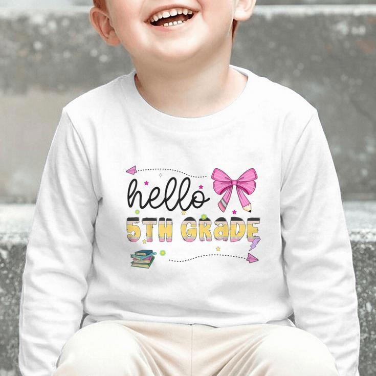 Hello 5th Grade Girls Coquette Fifth Grade Back To School Graphic Toddler Long Sleeve Tee Hello 5th Grade Girls Coquette Fifth Grade Back To School Graphic Toddler Long Sleeve Tee