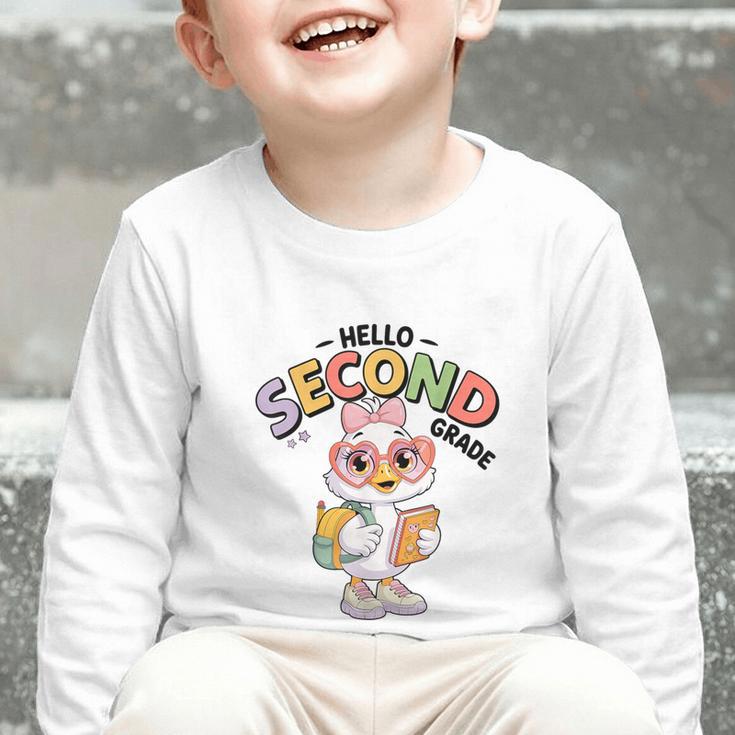 Hello Second Grade Cute Goose Back To School 2nd Grade Girls Graphic Toddler Long Sleeve Tee Hello Second Grade Cute Goose Back To School 2nd Grade Girls Graphic Toddler Long Sleeve Tee