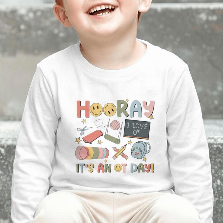 Hooray It’s An OT Day Occupational Therapy Back To School Premium Tri-Blend Graphic Toddler Long Sleeve Tee