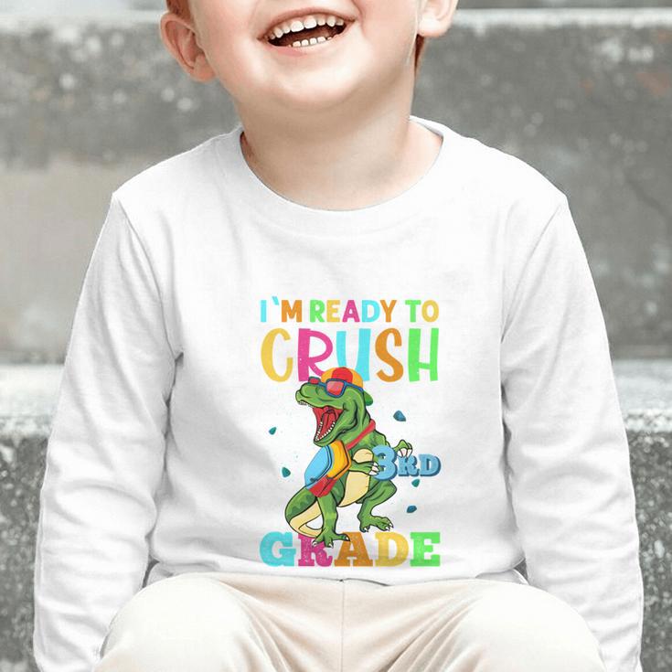 I'm Ready To Crush 3rd Grade Dinosaur Back To School Graphic Toddler Long Sleeve Tee I'm Ready To Crush 3rd Grade Dinosaur Back To School Graphic Toddler Long Sleeve Tee