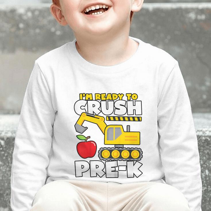 I'm Ready To Crush Pre-K Excavator Back To School Boys Graphic Toddler Long Sleeve Tee
