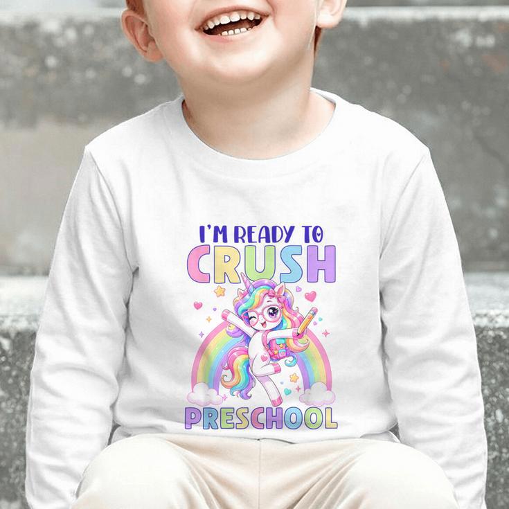 I'm Ready To Crush Preschool Unicorn Girls Back To School Graphic Toddler Long Sleeve Tee I'm Ready To Crush Preschool Unicorn Girls Back To School Graphic Toddler Long Sleeve Tee