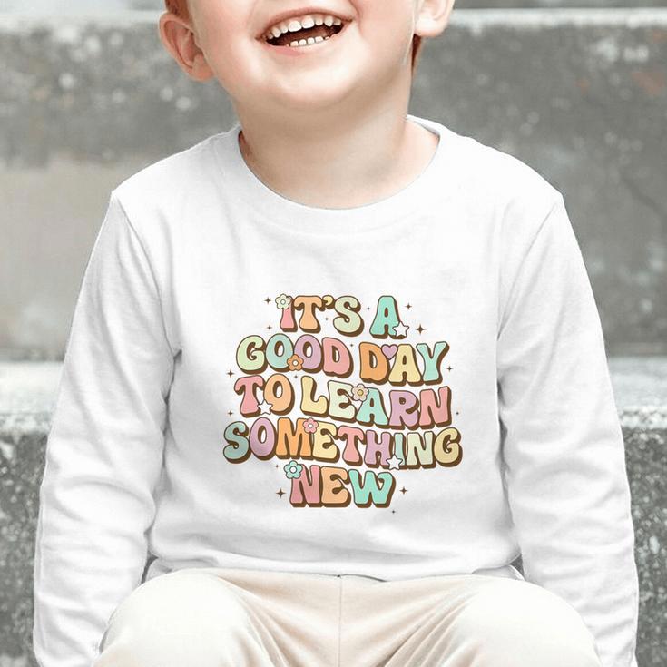 It's A Good Day To Learn Something New Retro Back To School Premium Tri-Blend Graphic Toddler Long Sleeve Tee