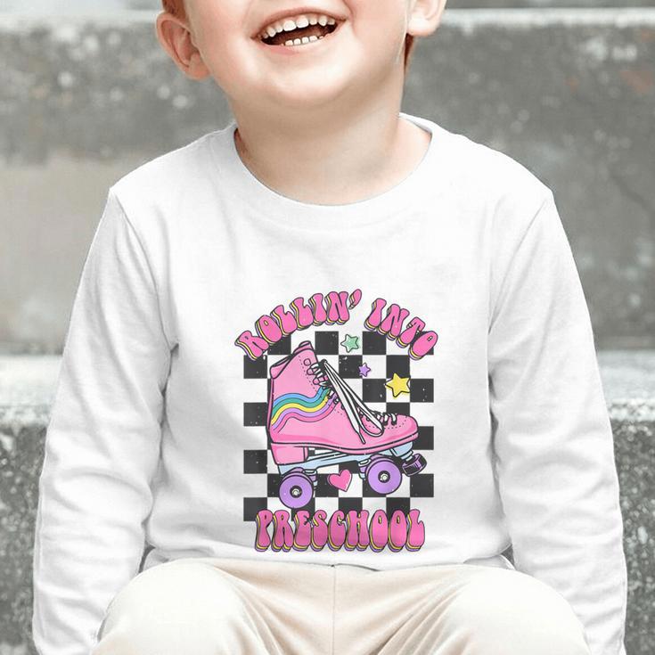 Kids Back To School Skating Rollin Into Preschool Graphic Toddler Long Sleeve Tee Kids Back To School Skating Rollin Into Preschool Graphic Toddler Long Sleeve Tee