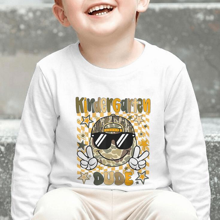 Kindergarten Camo Camouflage Smile Face Back To School Kids Graphic Toddler Long Sleeve Tee Kindergarten Camo Camouflage Smile Face Back To School Kids Graphic Toddler Long Sleeve Tee