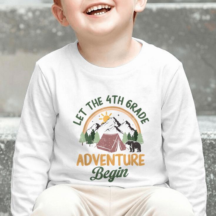 Let The 4th Grade Adventure Begin Camping Back To School Graphic Toddler Long Sleeve Tee Let The 4th Grade Adventure Begin Camping Back To School Graphic Toddler Long Sleeve Tee