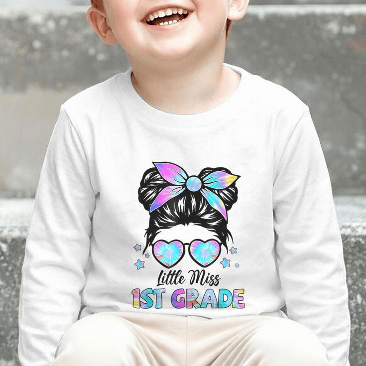 Little Miss 1st Grade Messy Bun Back To School Girls Kids Graphic Toddler Long Sleeve Tee Little Miss 1st Grade Messy Bun Back To School Girls Kids Graphic Toddler Long Sleeve Tee