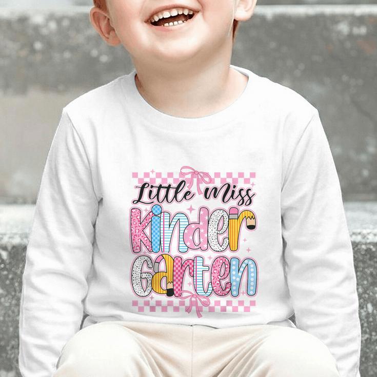 Little Miss Kindergarten Back To School Girls Coquette Bow Graphic Toddler Long Sleeve Tee Little Miss Kindergarten Back To School Girls Coquette Bow Graphic Toddler Long Sleeve Tee