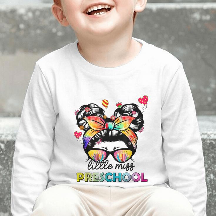 Little Miss Preschool Back To School Messy Kids Girls Graphic Toddler Long Sleeve Tee