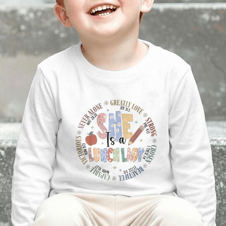 Lunch Lady God Says Bible Verse Christian Back To School Graphic Toddler Long Sleeve Tee Lunch Lady God Says Bible Verse Christian Back To School Graphic Toddler Long Sleeve Tee