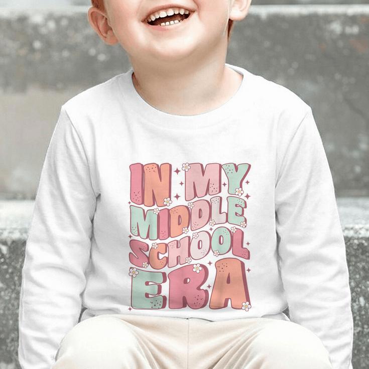 In My Middle School Era Cute Groovy First Day Back To School Graphic Toddler Long Sleeve Tee