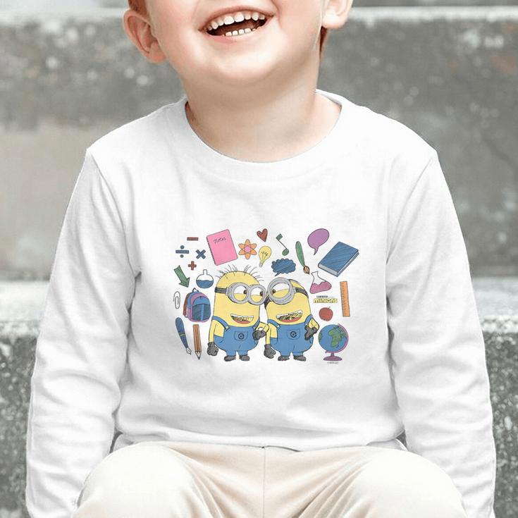 Minions Back To School Sketched Graphic Toddler Long Sleeve Tee Minions Back To School Sketched Graphic Toddler Long Sleeve Tee
