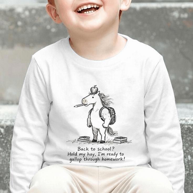 Naive Horse Doodle Back To School Gallop Homework Art Graphic Toddler Long Sleeve Tee Naive Horse Doodle Back To School Gallop Homework Art Graphic Toddler Long Sleeve Tee
