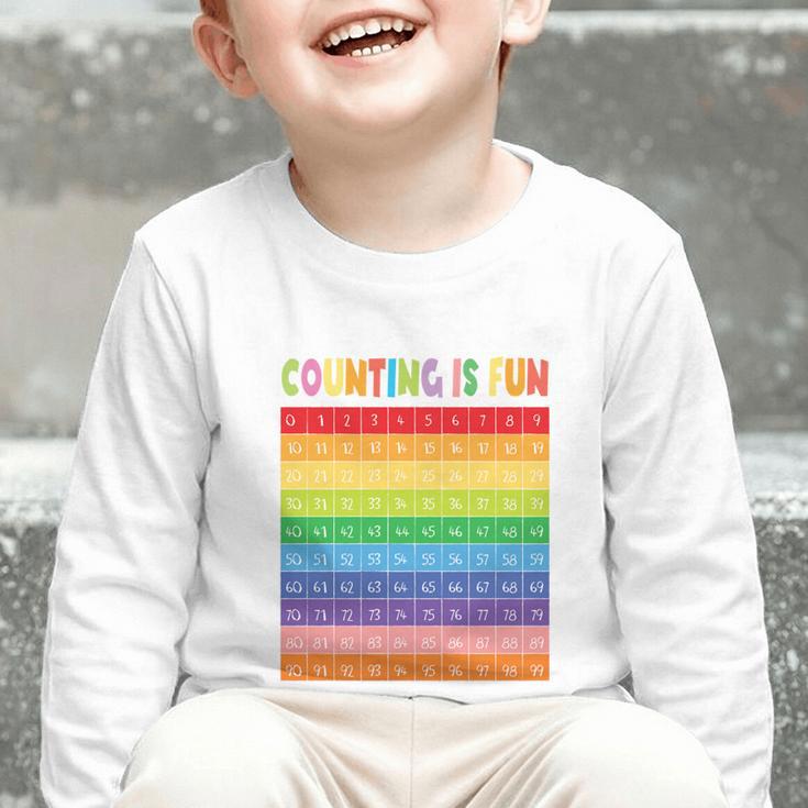 Numbers Learning Cute Numbers 0-100 Back To School Counting Graphic Toddler Long Sleeve Tee