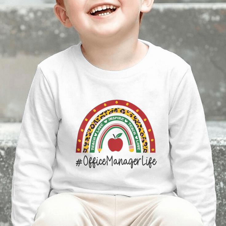 Office Manager Rainbow Appreciation Day Hello Back To School Graphic Toddler Long Sleeve Tee