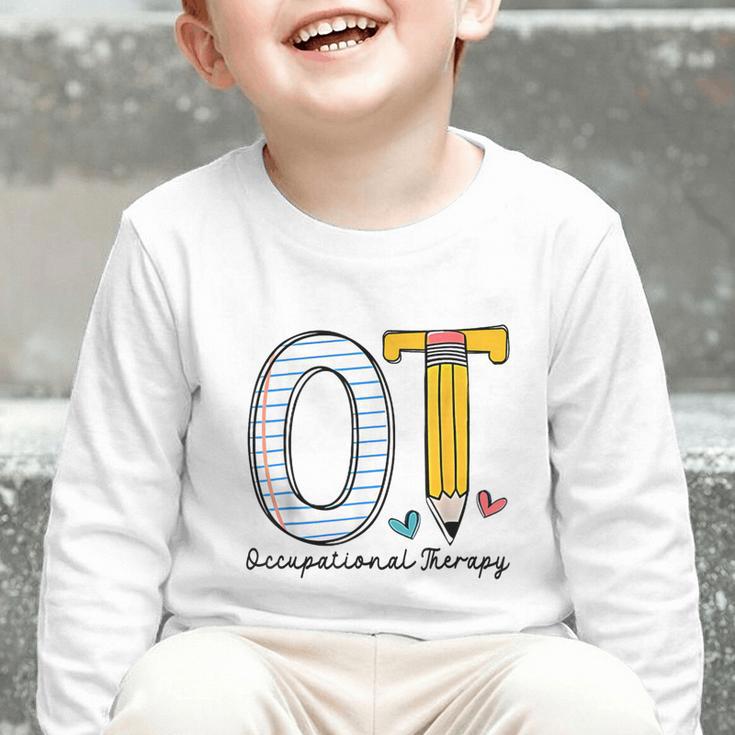 Pediatric Occupational Therapy Paper Pencil Back To School Graphic Toddler Long Sleeve Tee