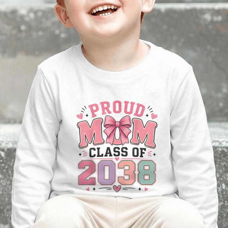 Proud Mom Class Of 2038 Retro Kindergarten Back To School Graphic Toddler Long Sleeve Tee