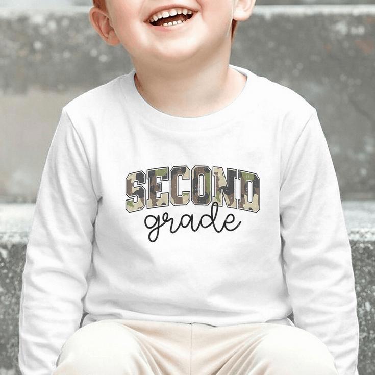 Retro Second Grade Camo Back To School Girls Boys 2nd Grade Graphic Toddler Long Sleeve Tee Retro Second Grade Camo Back To School Girls Boys 2nd Grade Graphic Toddler Long Sleeve Tee