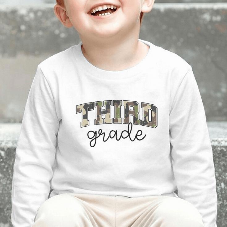 Retro Third Grade Old Camo Back To School Girl Boy 3rd Grade Graphic Toddler Long Sleeve Tee